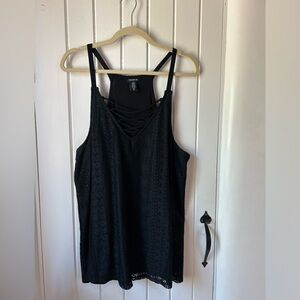 Torrid Black Lace Overlay Racerback Tank Size 2